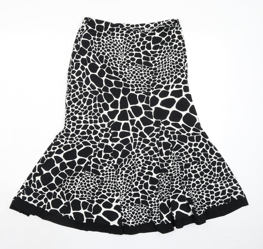 Per Una Womens Black Animal Print Viscose Swing Skirt Size 12 - Giraffe pattern