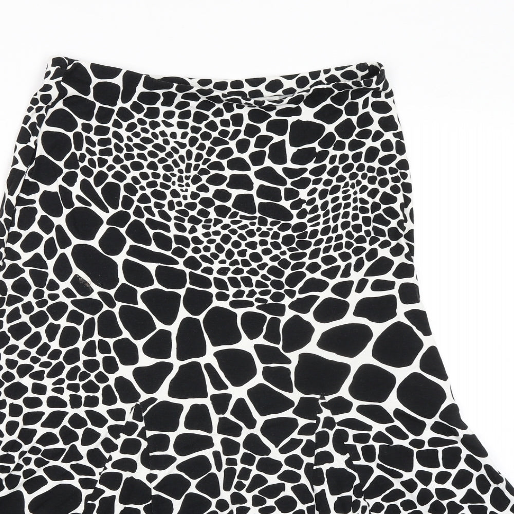 Per Una Womens Black Animal Print Viscose Swing Skirt Size 12 - Giraffe pattern