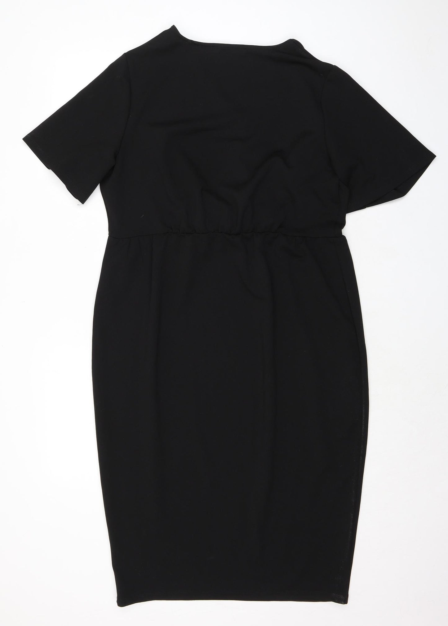 Very Womens Black Polyester Pencil Dress Size 18 V-Neck Pullover