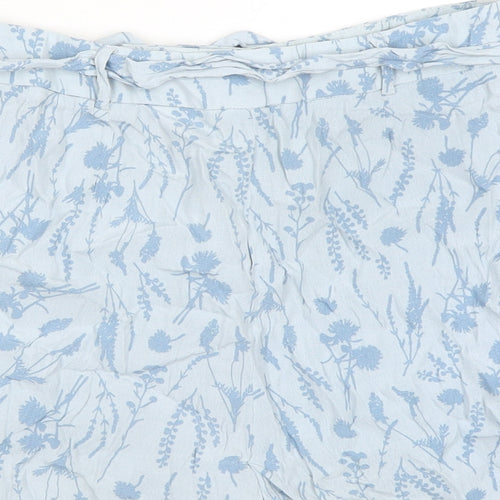 Jack Wills Womens Blue Floral Viscose Bermuda Shorts Size 8 Extra-Slim Zip