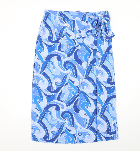 Mark Heyes Womens Blue Geometric Polyester A-Line Skirt Size 14 Zip