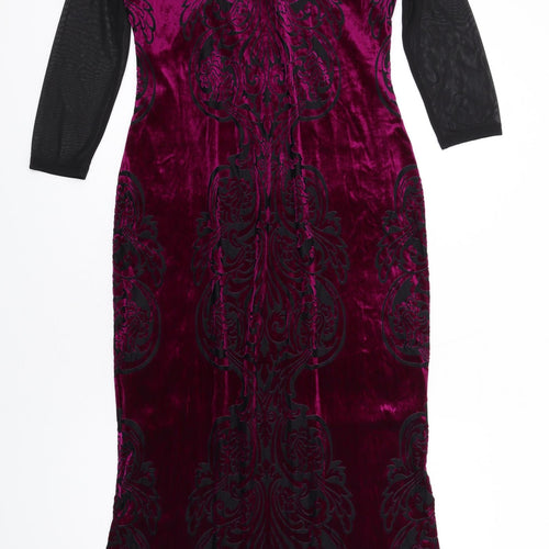 Wallis Womens Pink Polyester Mini Size 14 Round Neck Pullover - Paisley Print