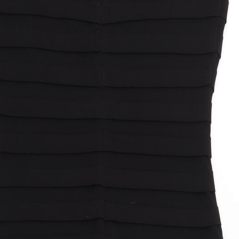Wallis Womens Black Polyester Bodycon Size 10 Square Neck Zip