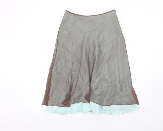 Monsoon Womens Brown Polyester Swing Skirt Size 8 Zip