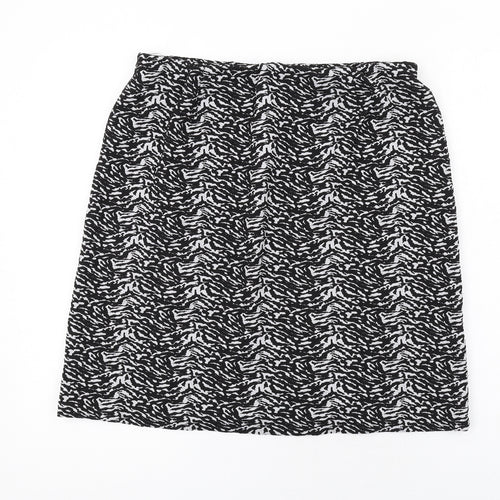 Marks and Spencer Womens Black Geometric Polyester A-Line Skirt Size 14