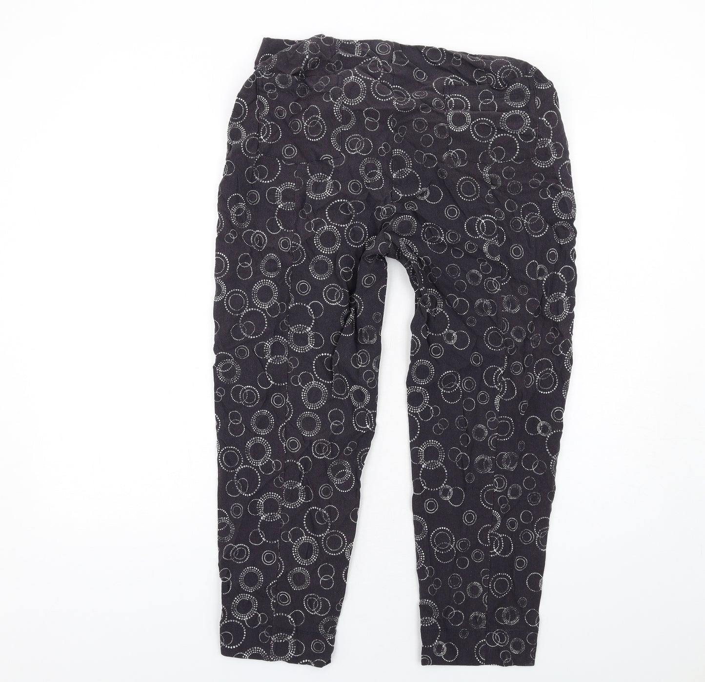 TIGI Womens Grey Geometric Viscose Cropped Trousers Size 18 L25 in Regular Zip