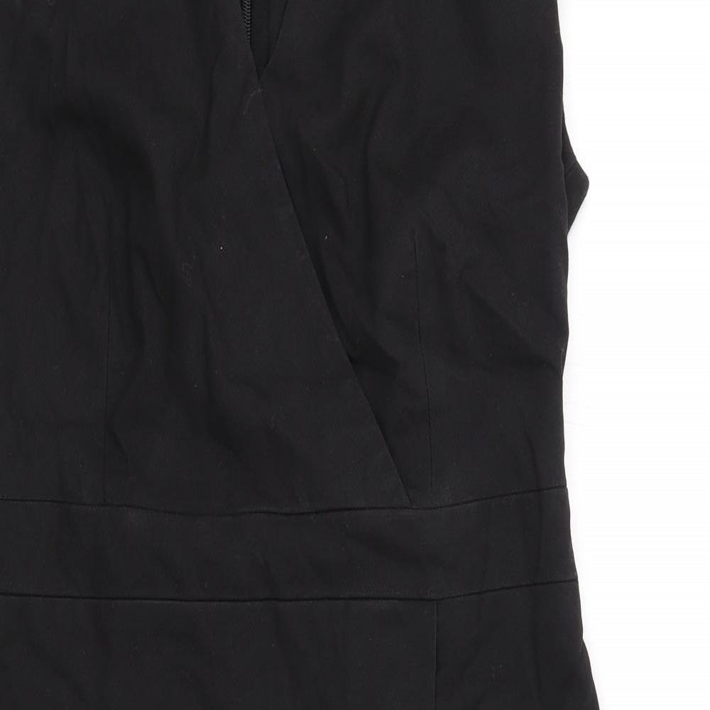NEXT Womens Black Patent Leather Shift Size 10 V-Neck Zip