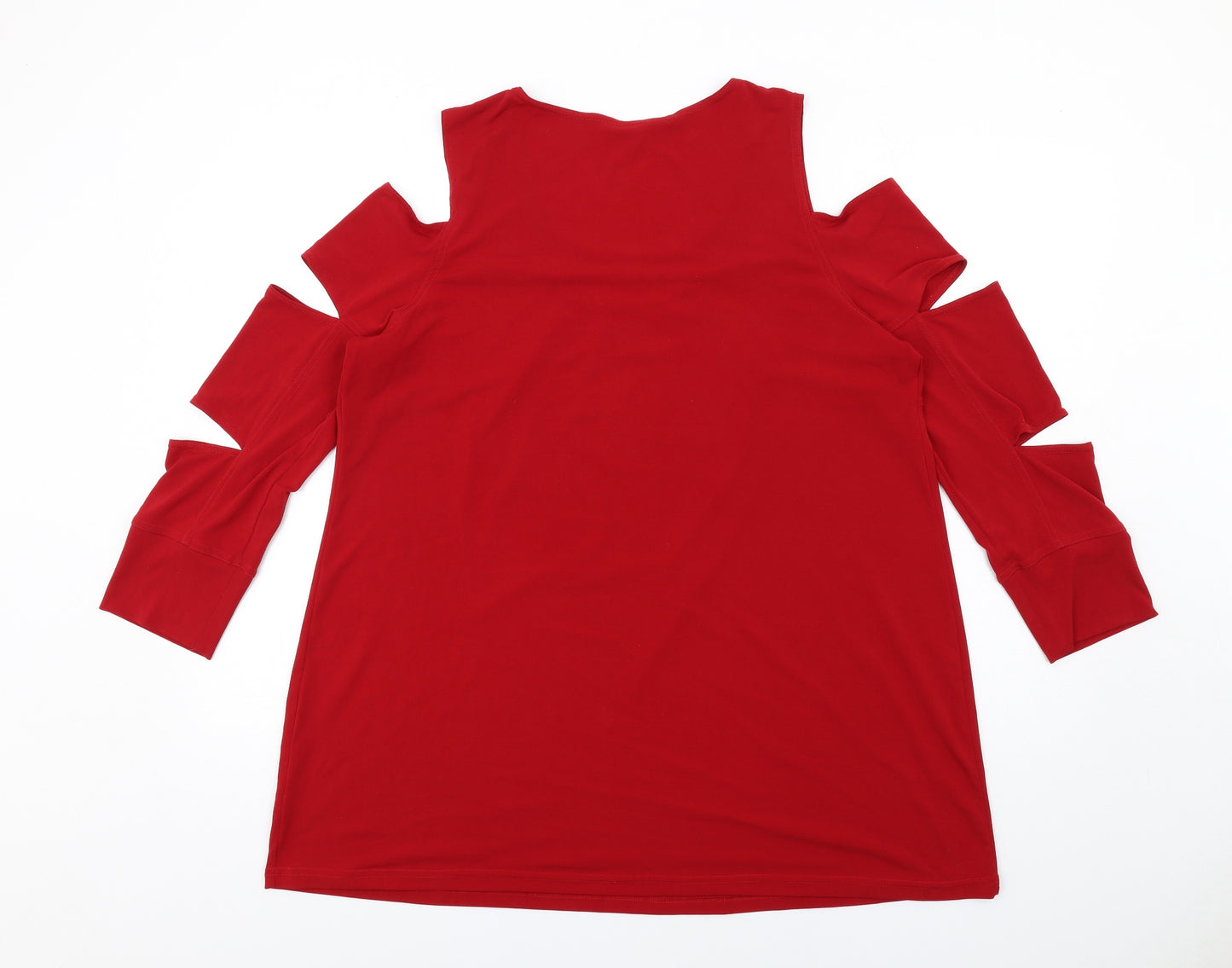 Glamros Womens Red Polyester Basic T-Shirt Size 20 Round Neck - Cut Out Detail