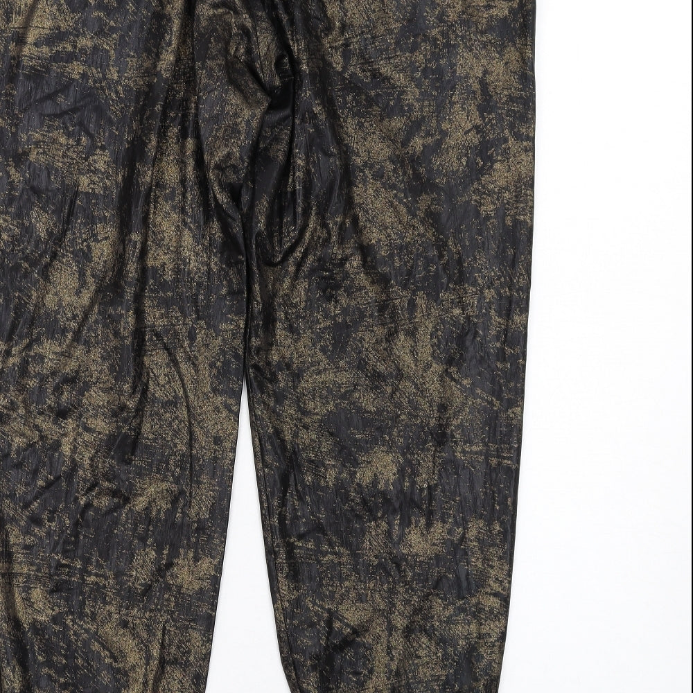 River Island Womens Black Geometric Polyester Harem Trousers Size 14 L29 in Regular