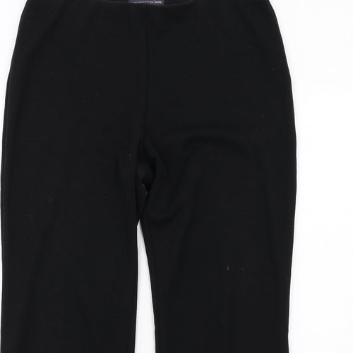 Marks and Spencer Womens Black Cotton Trousers Size 14 L28 in Regular