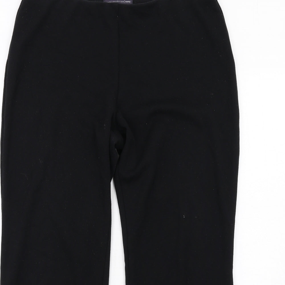 Marks and Spencer Womens Black Cotton Trousers Size 14 L28 in Regular