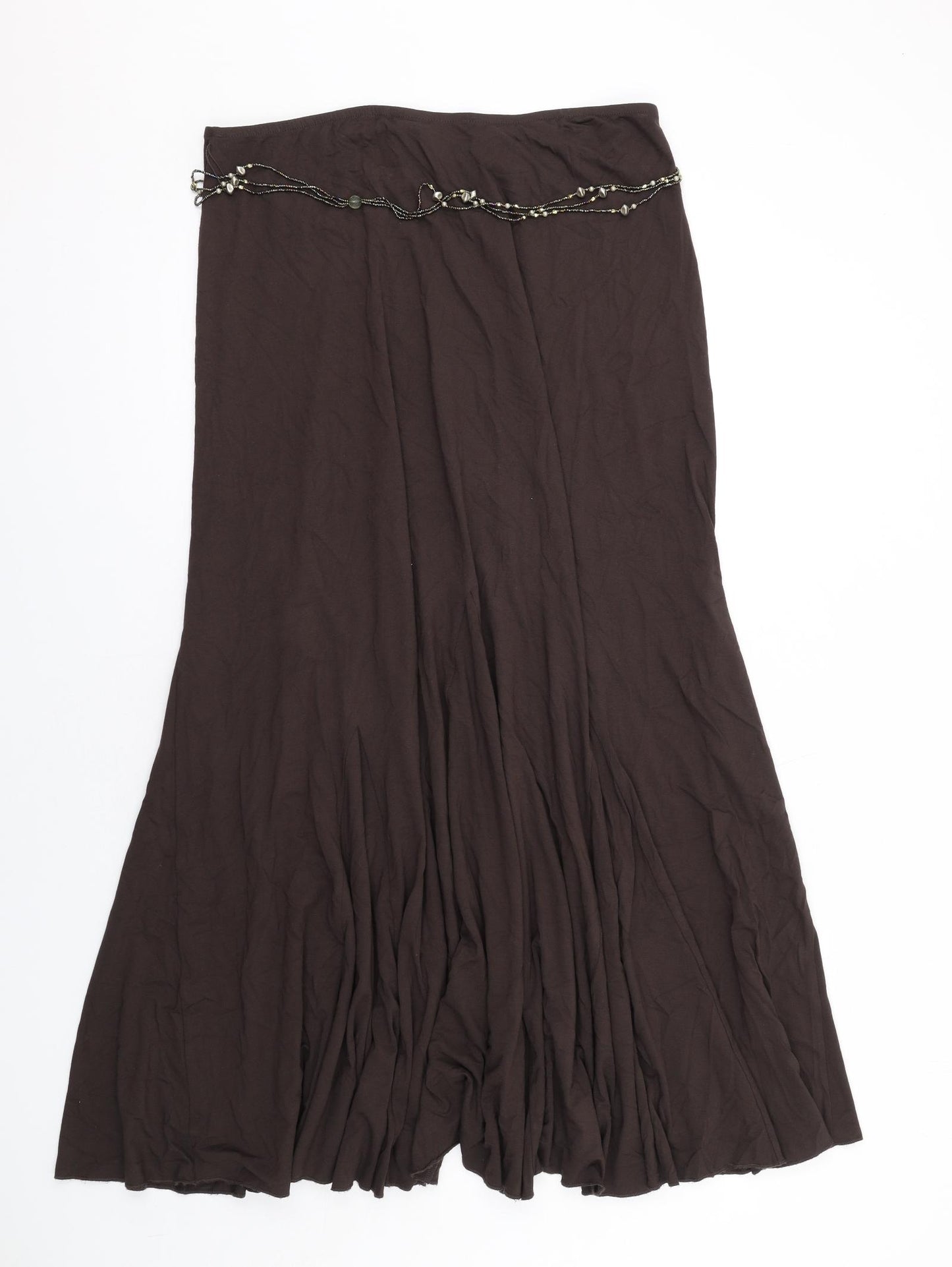 Per Una Womens Brown Viscose Maxi Skirt Size 16 - Belt included