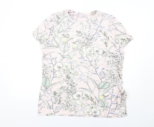 Per Una Womens Multicoloured Floral Cotton Basic T-Shirt Size 16 Round Neck