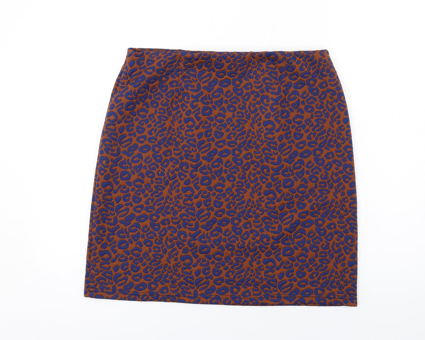 Marks and Spencer Womens Brown Animal Print Polyester A-Line Skirt Size 14 - Leopard pattern