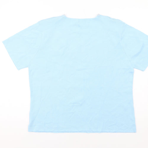 Roman Womens Blue Viscose Basic T-Shirt Size L V-Neck - Size L-XL