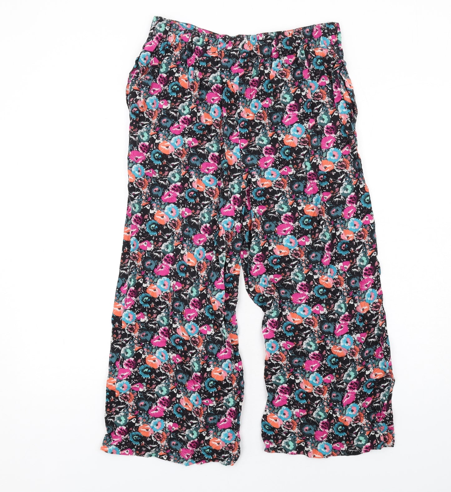 NEXT Womens Multicoloured Geometric Viscose Trousers Size 10 L22 in Regular