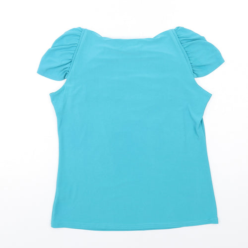 Kaliko Womens Blue Polyester Basic Blouse Size 14 Boat Neck