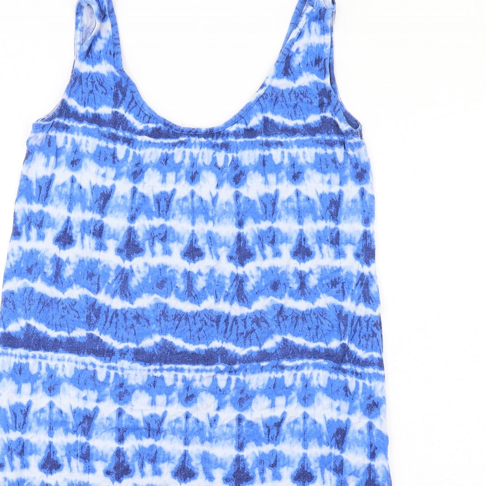 NEXT Womens Blue Geometric Viscose Tank Dress Size M Round Neck Pullover