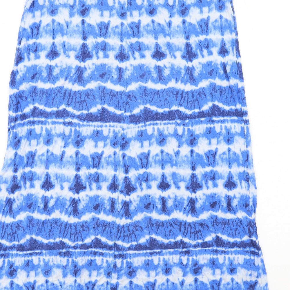 NEXT Womens Blue Geometric Viscose Tank Dress Size M Round Neck Pullover