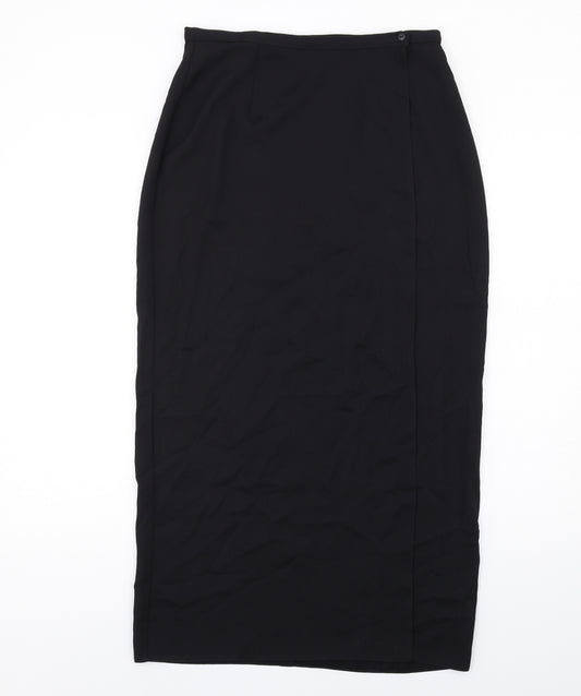 Dorothy Perkins Womens Black Polyester Straight & Pencil Skirt Size 12 Button