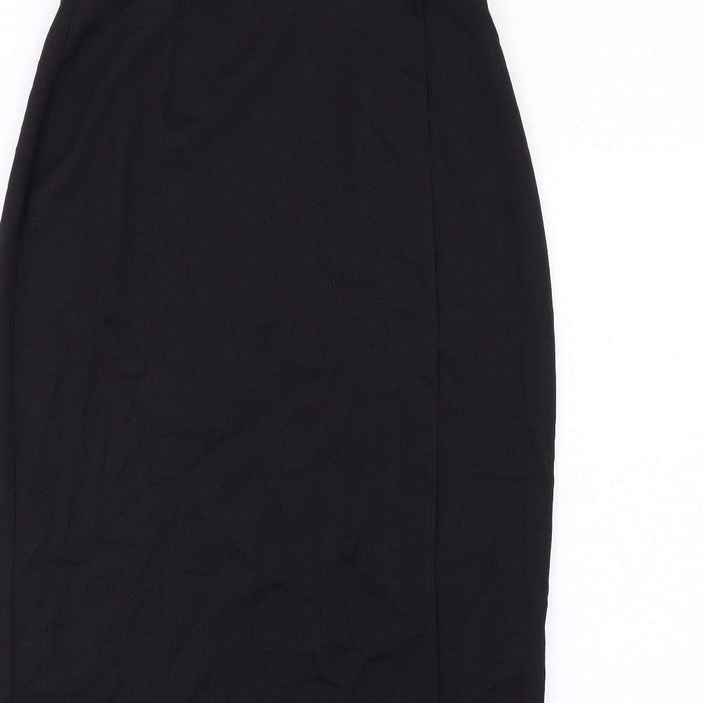 Dorothy Perkins Womens Black Polyester Straight & Pencil Skirt Size 12 Button