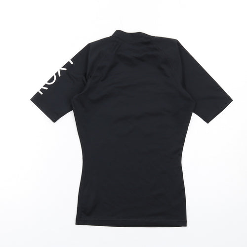 ROXY Womens Black Polyester Basic T-Shirt Size XS Mock Neck Pullover
