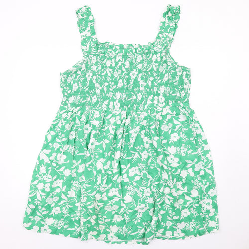 Yours Womens Green Floral Viscose Skater Dress Size 22 Square Neck Pullover - Elasticated Bodice