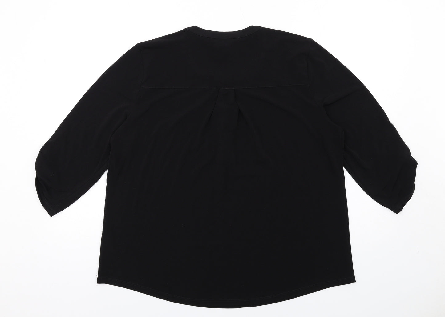 Ellen Tracy Womens Black Polyester Basic Button-Up Size XL V-Neck