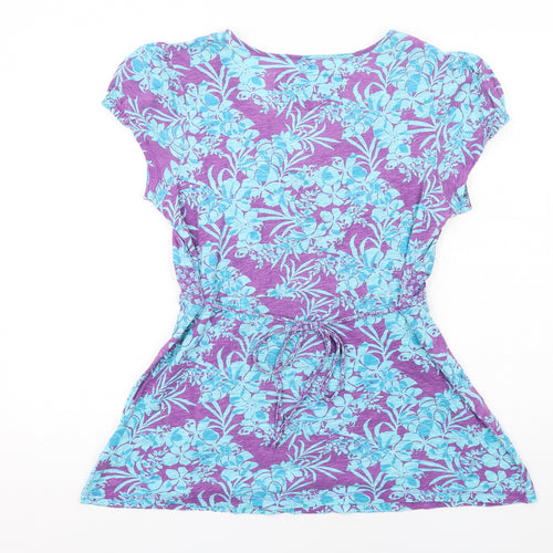 MANTARAY PRODUCTS Womens Multicoloured Geometric Cotton Basic T-Shirt Size 14 V-Neck - Leaf Print