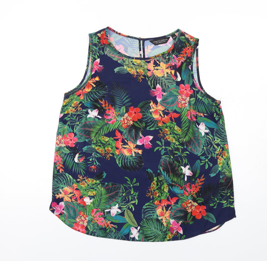 Dorothy Perkins Womens Multicoloured Floral Polyester Basic Tank Size 14 Round Neck
