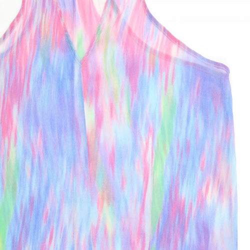 Topshop Womens Multicoloured Geometric Polyester Tank Dress Size M V-Neck Pullover
