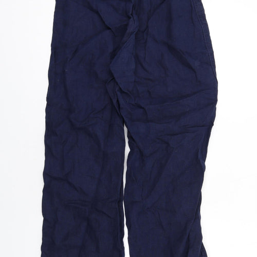 Marks and Spencer Womens Blue Linen Trousers Size 8 L30 in Regular