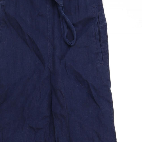 Marks and Spencer Womens Blue Linen Trousers Size 8 L30 in Regular