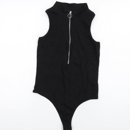 Kaiia Womens Black Polyester Bodysuit One-Piece Size 12 Zip