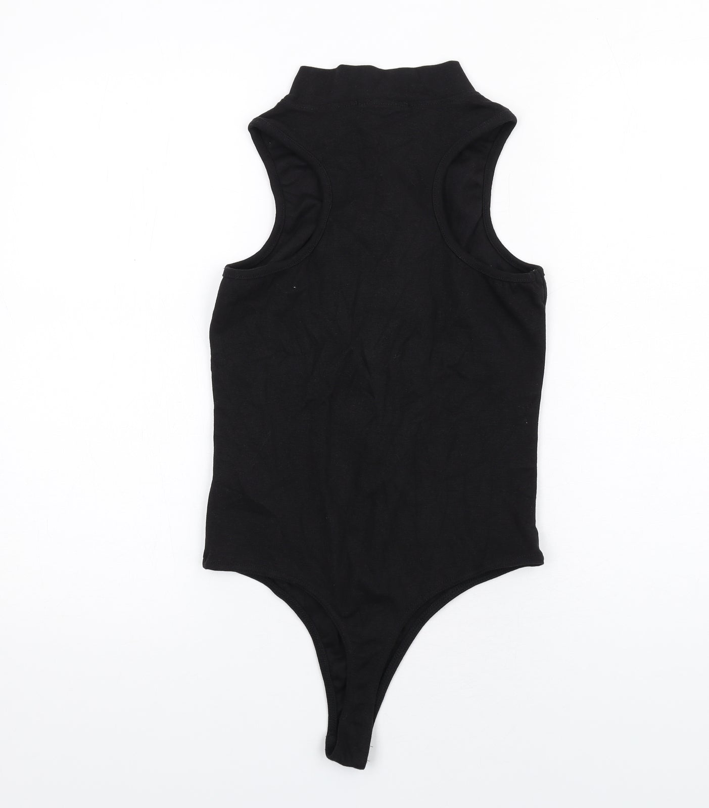 Kaiia Womens Black Polyester Bodysuit One-Piece Size 12 Zip