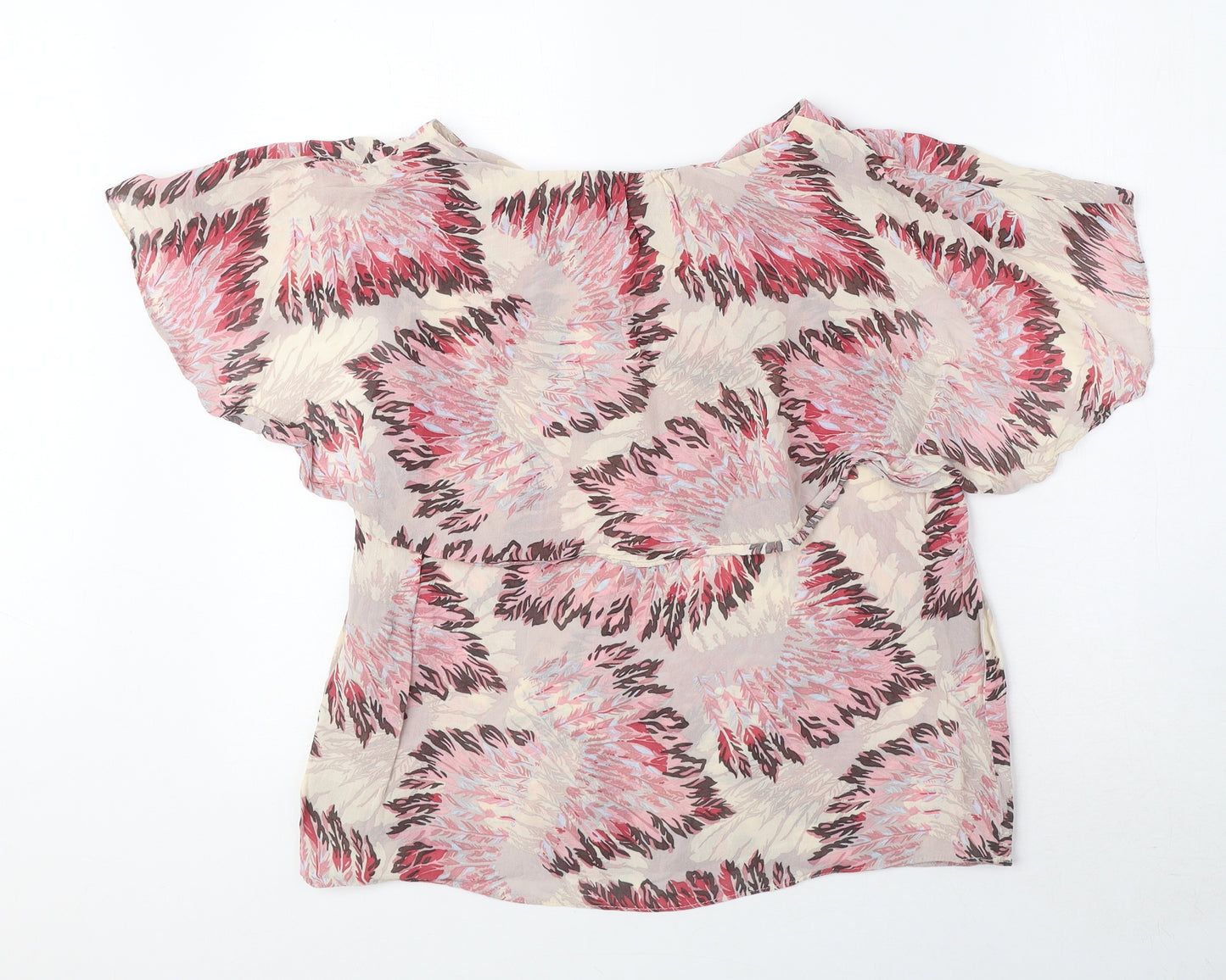 Topshop Womens Pink Viscose Basic T-Shirt Size 10 Boat Neck