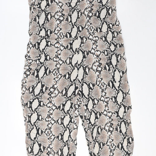Dorothy Perkins Womens Beige Animal Print Viscose Jumpsuit One-Piece Size 8 Tie - Snake Skin Print