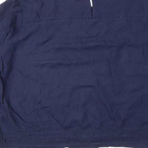 Crew Clothing Womens Blue Viscose Basic Blouse Size 14 Round Neck