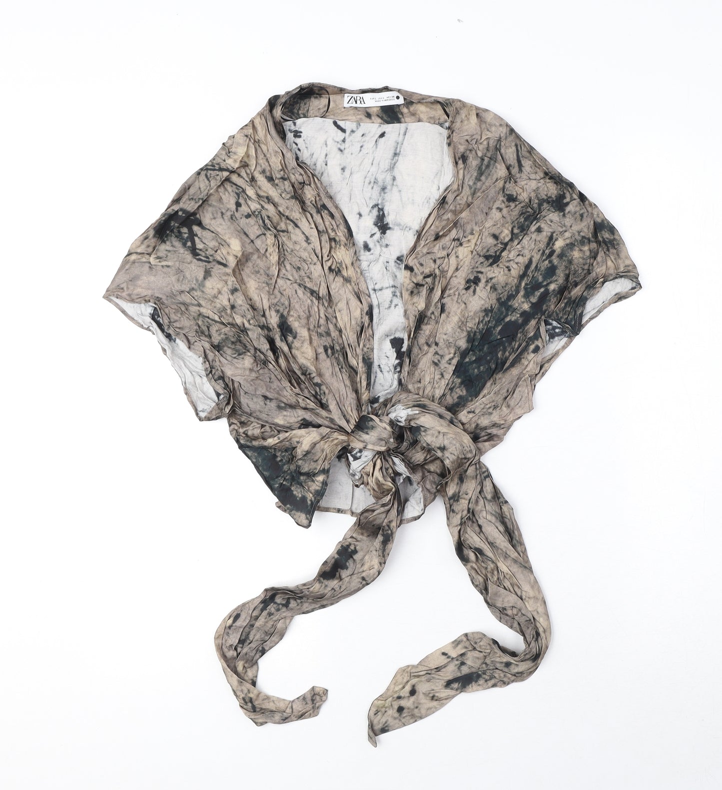 Zara Womens Brown Viscose Wrap T-Shirt Size L V-Neck - Tie-dye