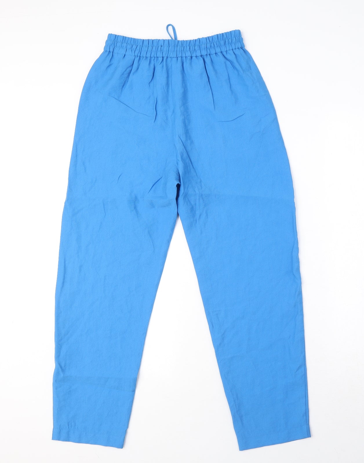 Marks and Spencer Womens Blue Lyocell Trousers Size 6 L26 in Regular Drawstring - waist 25