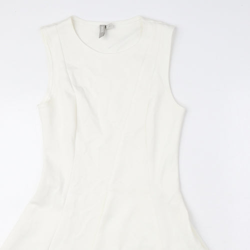 ASOS Womens White Polyester Skater Dress Size 8 Crew Neck Pullover