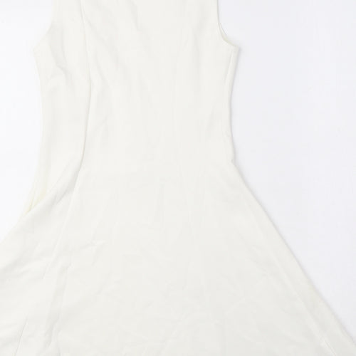 ASOS Womens White Polyester Skater Dress Size 8 Crew Neck Pullover