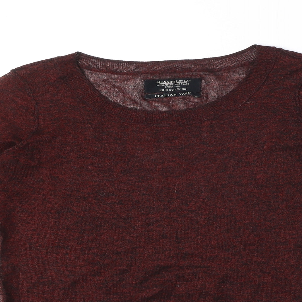 AllSaints Womens Red Round Neck Viscose Pullover Jumper Size 8