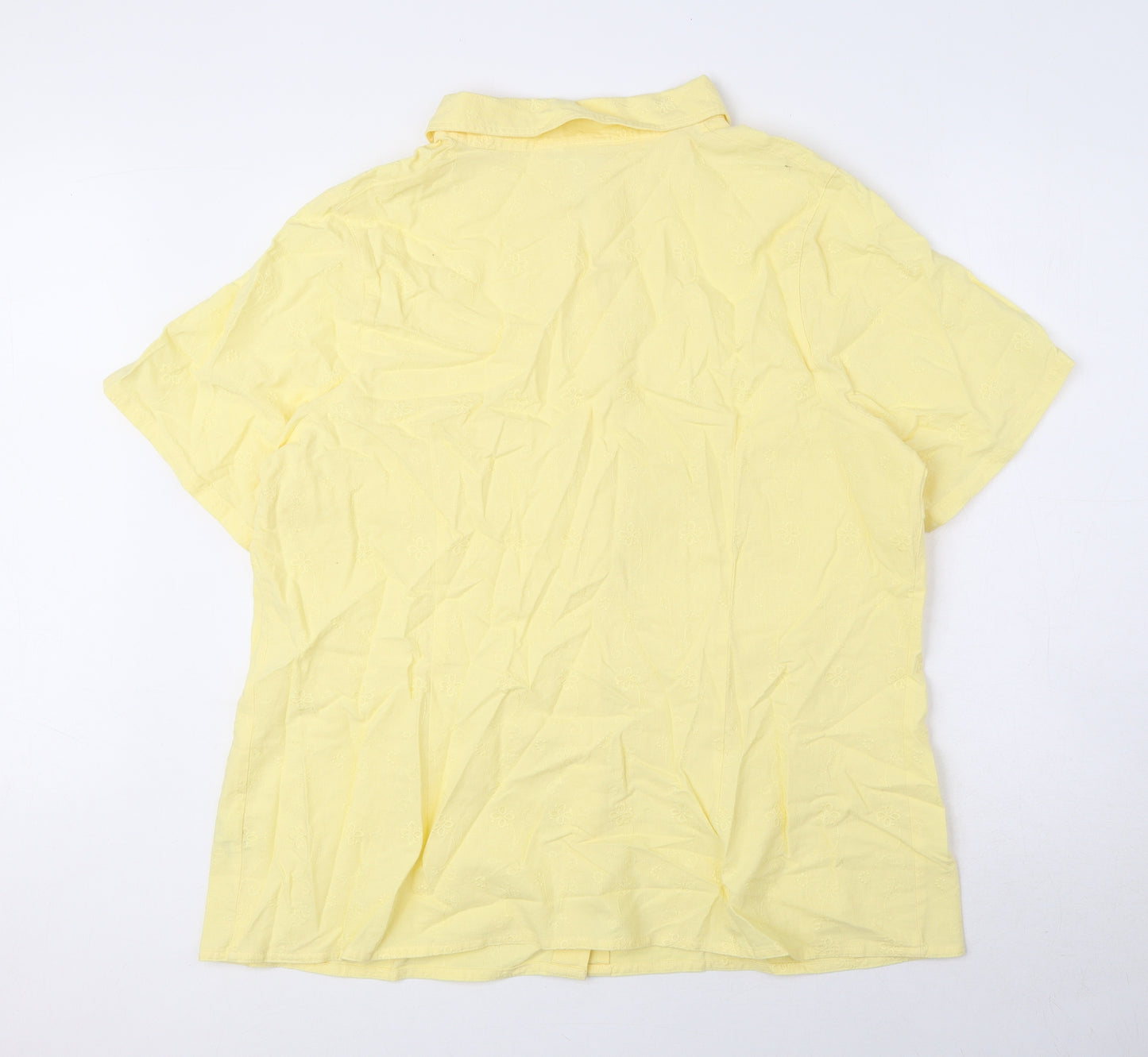 Marks and Spencer Womens Yellow Cotton Basic Button-Up Size 20 Collared