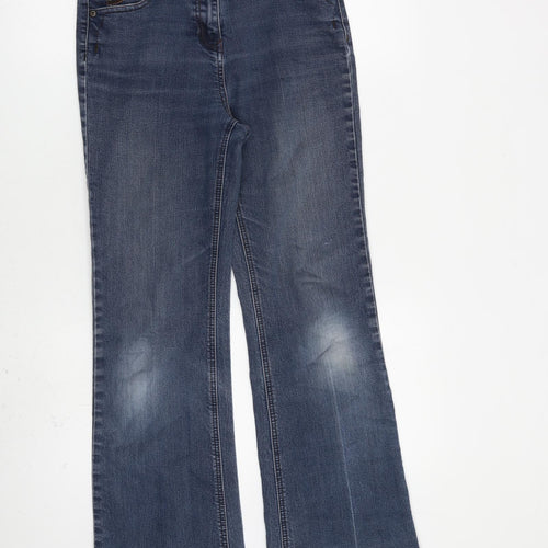 NEXT Womens Blue Cotton Flared Jeans Size 12 L28 in Regular Zip