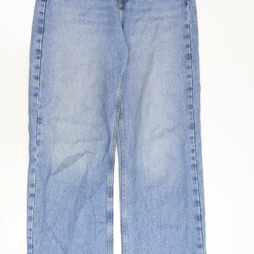 Very Womens Blue Cotton Wide-Leg Jeans Size 10 L32 in Regular Zip