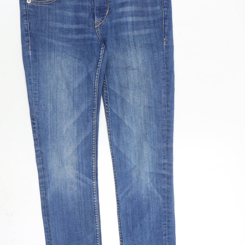 H&M Womens Blue Cotton Straight Jeans Size 27 in L26 in Slim Zip