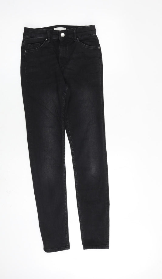 H&M Womens Black Cotton Skinny Jeans Size 6 L29 in Regular Zip