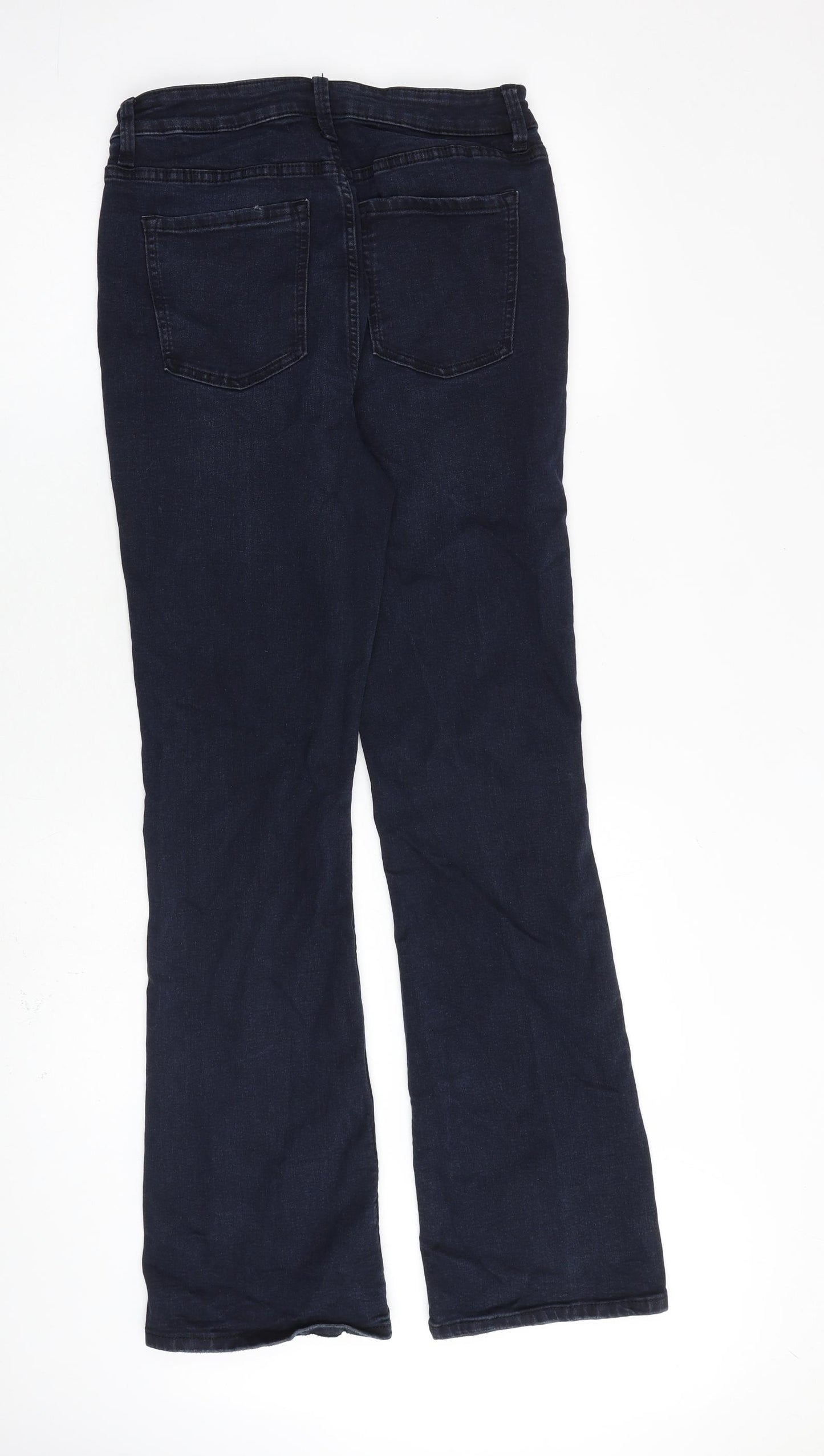Marks and Spencer Womens Blue Cotton Flared Jeans Size 12 L31 in Regular Zip