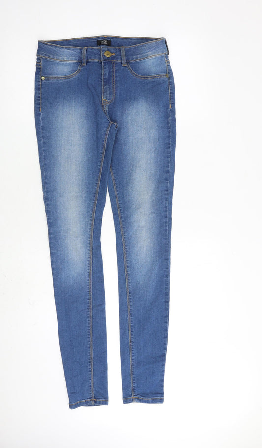 F&F Womens Blue Cotton Skinny Jeans Size 10 L31 in Slim Zip
